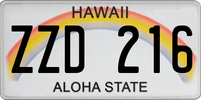 HI license plate ZZD216