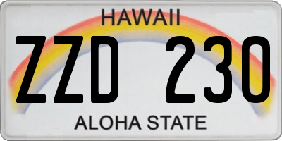 HI license plate ZZD230