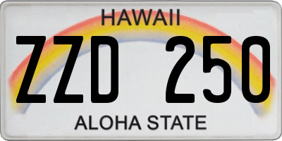 HI license plate ZZD250