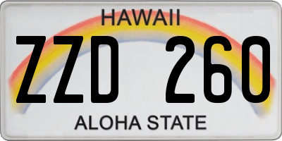 HI license plate ZZD260
