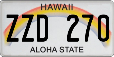 HI license plate ZZD270