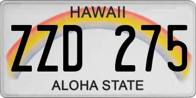 HI license plate ZZD275