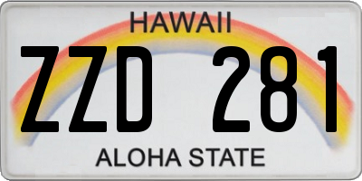 HI license plate ZZD281