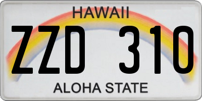 HI license plate ZZD310