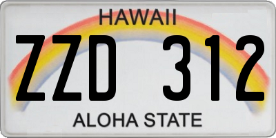 HI license plate ZZD312