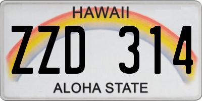 HI license plate ZZD314