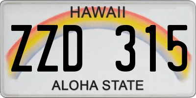 HI license plate ZZD315