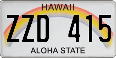HI license plate ZZD415