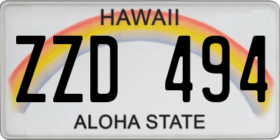 HI license plate ZZD494