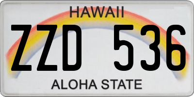 HI license plate ZZD536