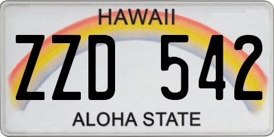 HI license plate ZZD542