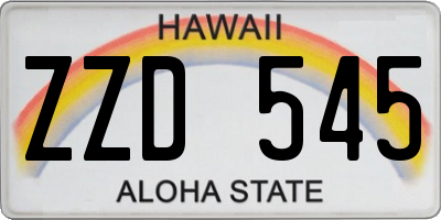 HI license plate ZZD545