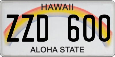 HI license plate ZZD600
