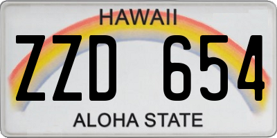 HI license plate ZZD654