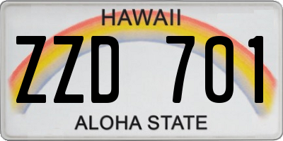 HI license plate ZZD701