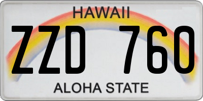 HI license plate ZZD760
