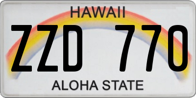 HI license plate ZZD770