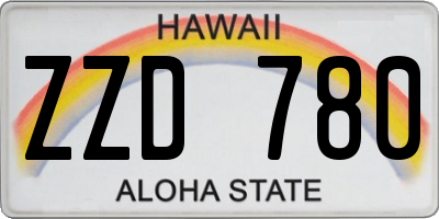 HI license plate ZZD780
