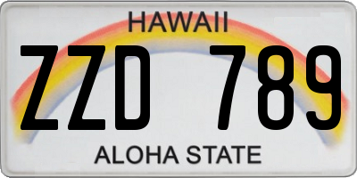 HI license plate ZZD789