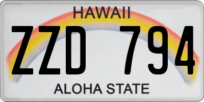 HI license plate ZZD794