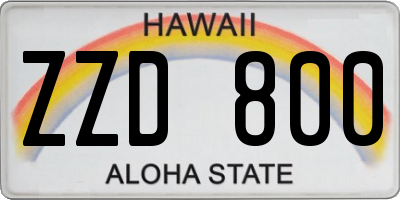 HI license plate ZZD800