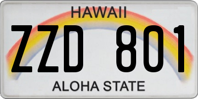HI license plate ZZD801