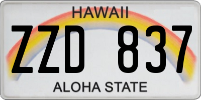 HI license plate ZZD837