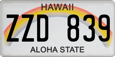 HI license plate ZZD839