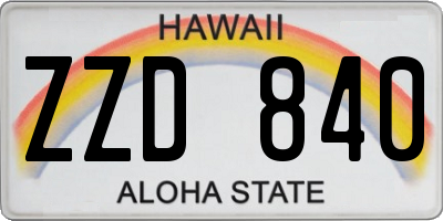 HI license plate ZZD840