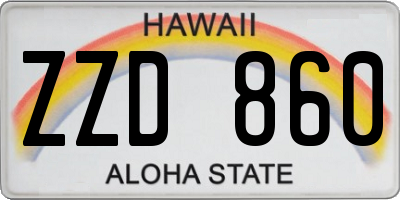 HI license plate ZZD860