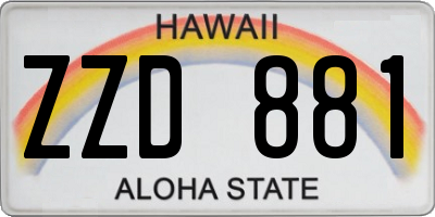 HI license plate ZZD881