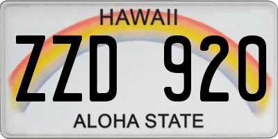 HI license plate ZZD920
