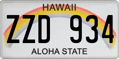 HI license plate ZZD934