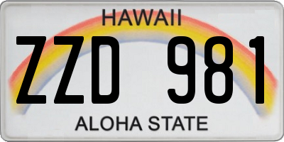 HI license plate ZZD981