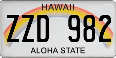 HI license plate ZZD982