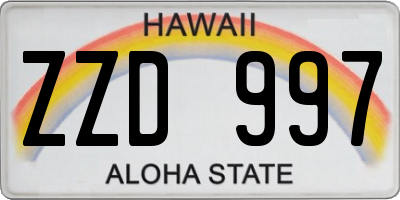 HI license plate ZZD997