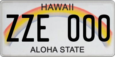 HI license plate ZZE000