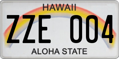 HI license plate ZZE004