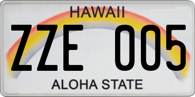 HI license plate ZZE005