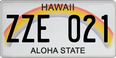 HI license plate ZZE021