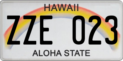 HI license plate ZZE023