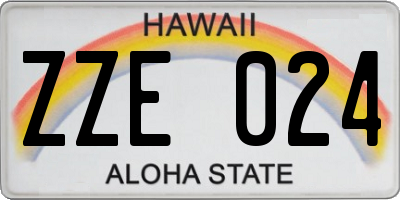HI license plate ZZE024
