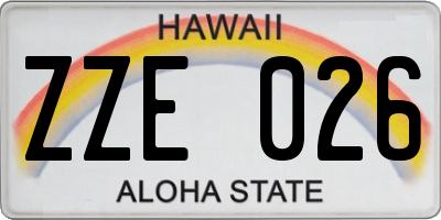 HI license plate ZZE026