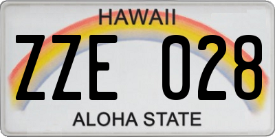 HI license plate ZZE028