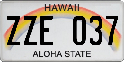 HI license plate ZZE037