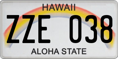 HI license plate ZZE038