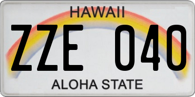 HI license plate ZZE040