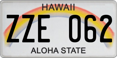 HI license plate ZZE062