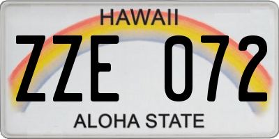 HI license plate ZZE072