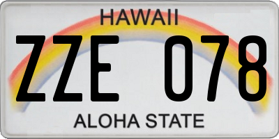HI license plate ZZE078